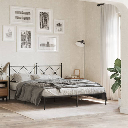 vidaXL Metal Bed Frame without Mattress with headboard Black