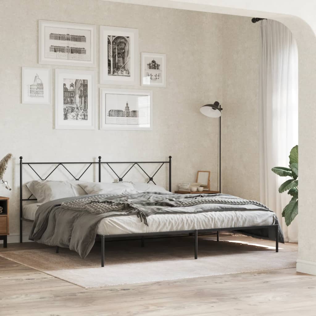 vidaXL Metal Bed Frame without Mattress with headboard Black