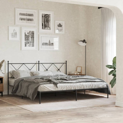 vidaXL Metal Bed Frame without Mattress with headboard Black