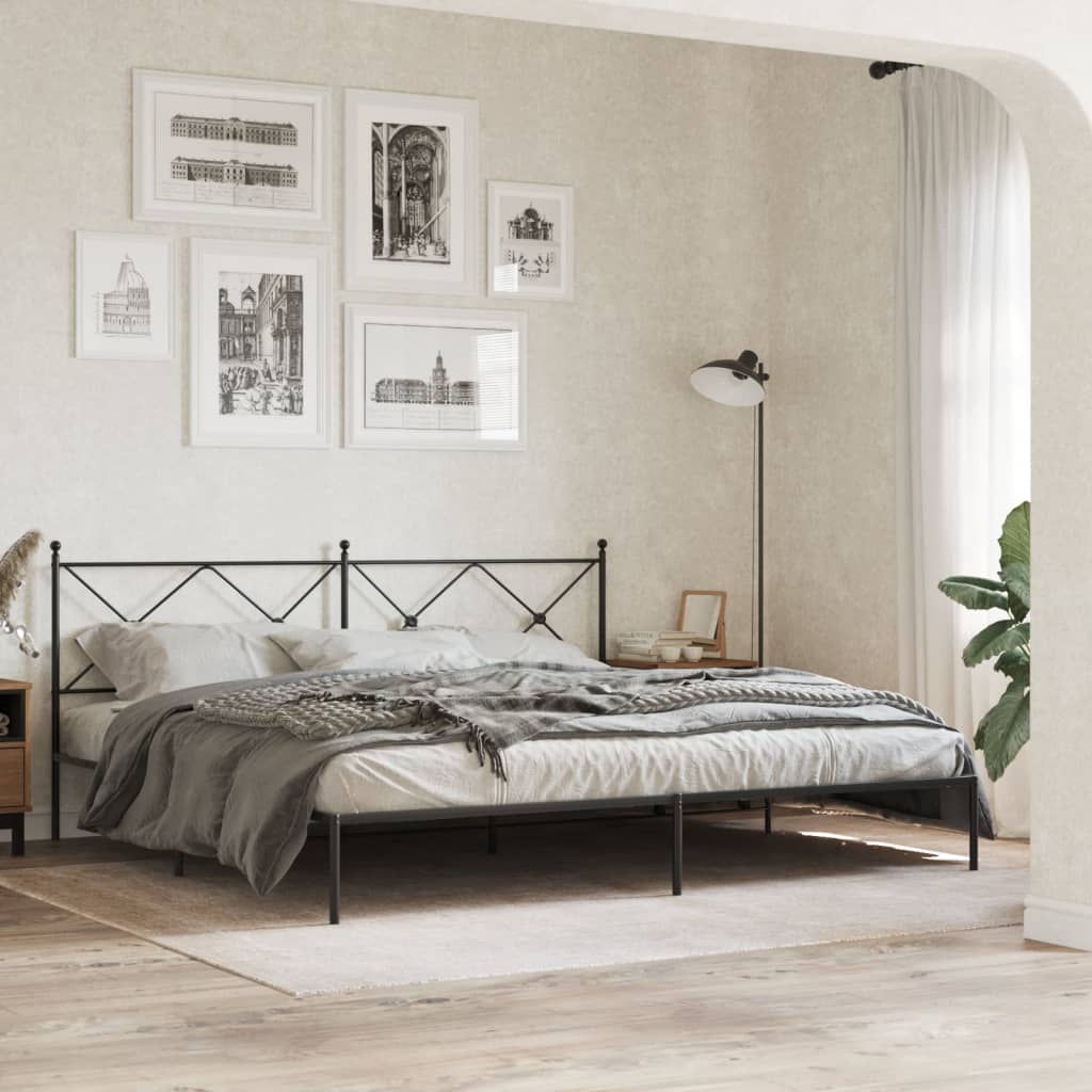 vidaXL Metal Bed Frame without Mattress with headboard Black