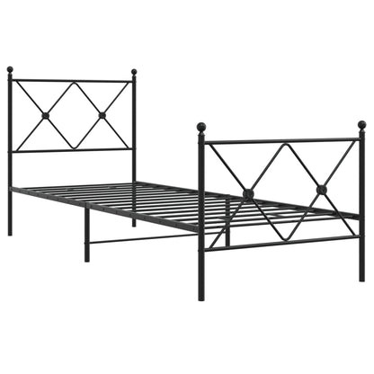 vidaXL Metal Bed Frame without Mattress with Footboard Black 75x190cm 3