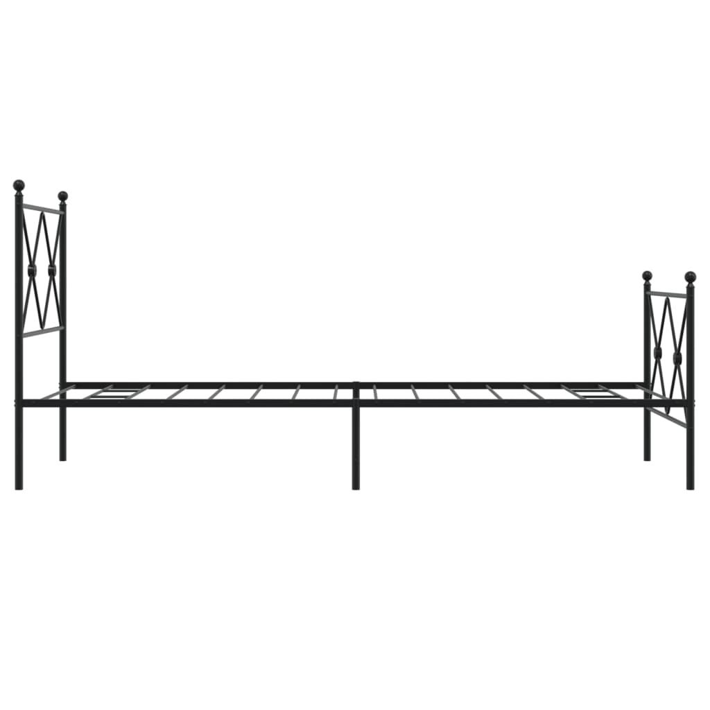 vidaXL Metal Bed Frame without Mattress with Footboard Black 75x190cm 5