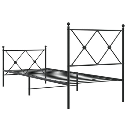 vidaXL Metal Bed Frame without Mattress with Footboard Black 75x190cm 6