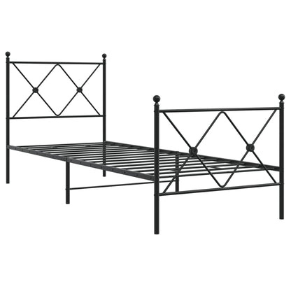 vidaXL Metal Bed Frame without Mattress with Footboard Black 80x200cm 3