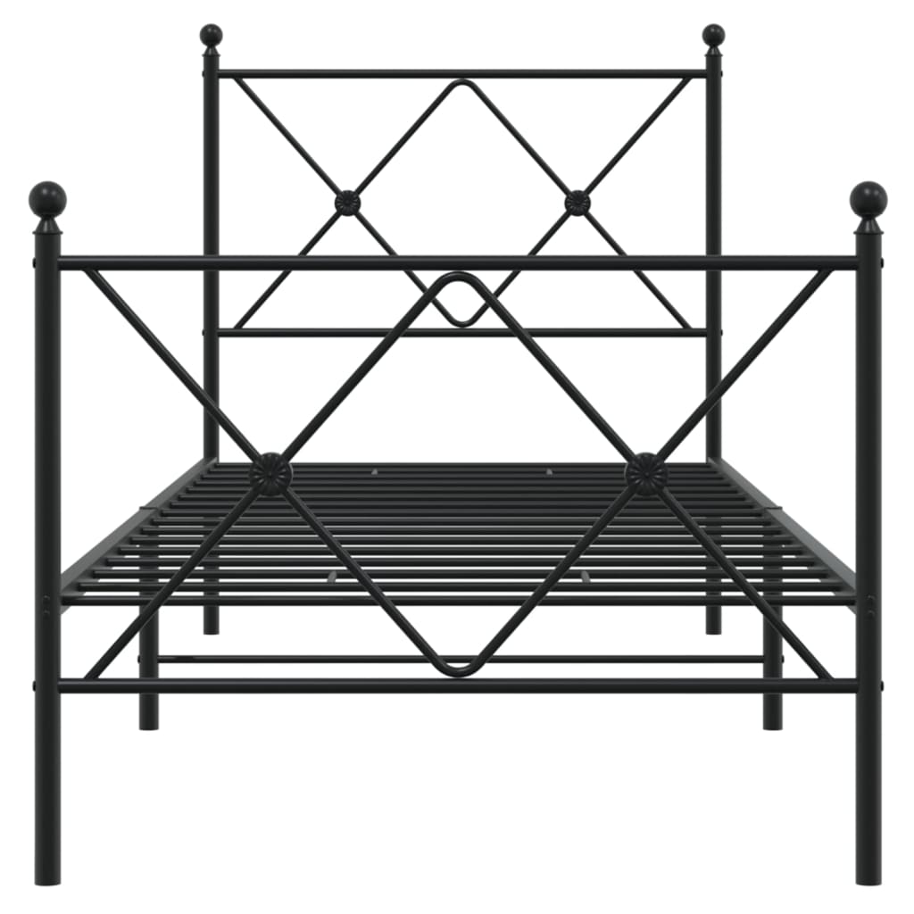 vidaXL Metal Bed Frame without Mattress with Footboard Black 80x200cm 4