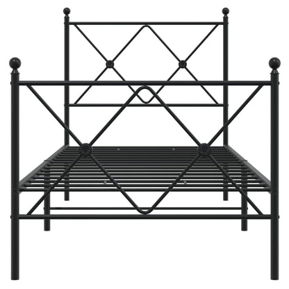 vidaXL Metal Bed Frame without Mattress with Footboard Black 80x200cm 4