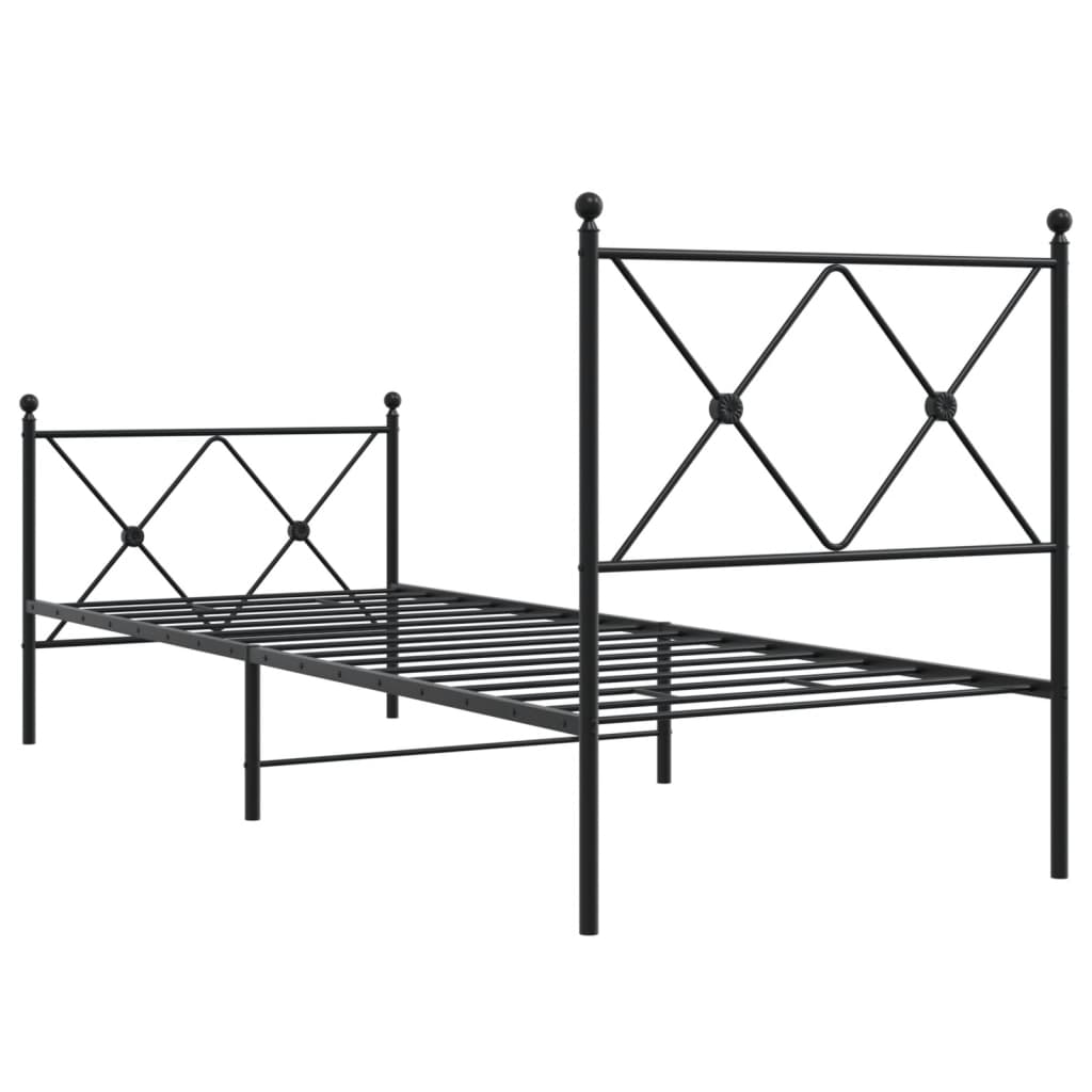 vidaXL Metal Bed Frame without Mattress with Footboard Black 80x200cm 6