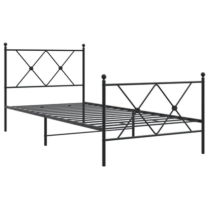 vidaXL Metal Bed Frame without Mattress with Footboard Black 90x190cm 3