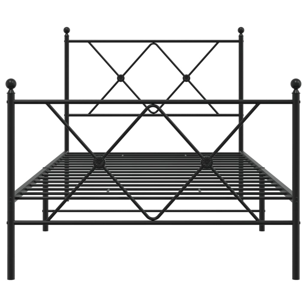 vidaXL Metal Bed Frame without Mattress with Footboard Black 90x190cm 4