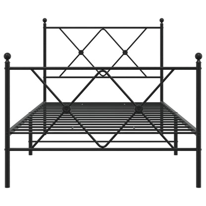 vidaXL Metal Bed Frame without Mattress with Footboard Black 90x190cm 4
