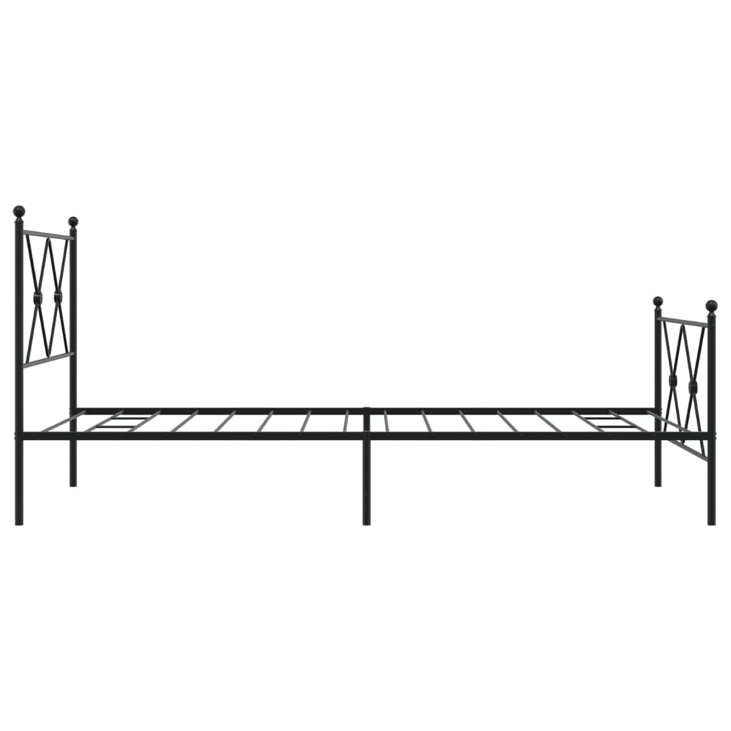 vidaXL Metal Bed Frame without Mattress with Footboard Black 90x190cm 5