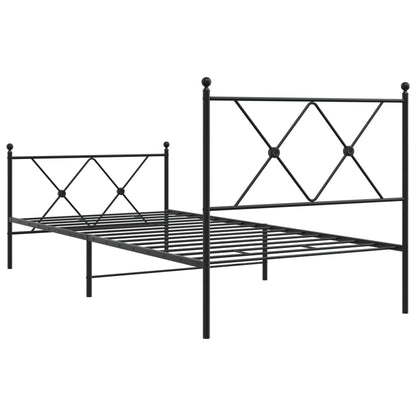 vidaXL Metal Bed Frame without Mattress with Footboard Black 90x190cm 6