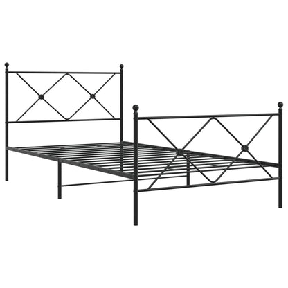 vidaXL Metal Bed Frame without Mattress with Footboard Black 100x190cm 3