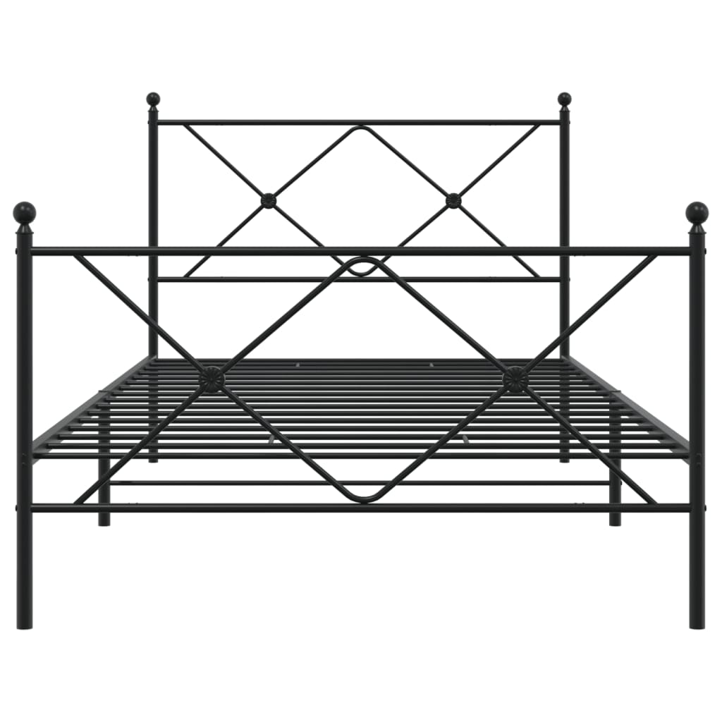vidaXL Metal Bed Frame without Mattress with Footboard Black 100x190cm 4