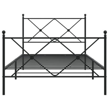 vidaXL Metal Bed Frame without Mattress with Footboard Black 100x190cm 4