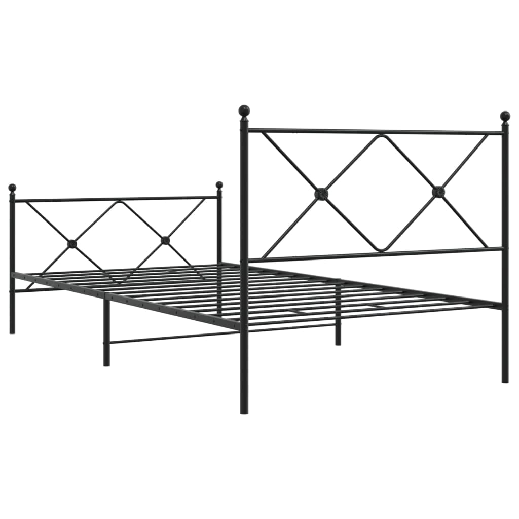 vidaXL Metal Bed Frame without Mattress with Footboard Black 100x190cm 6