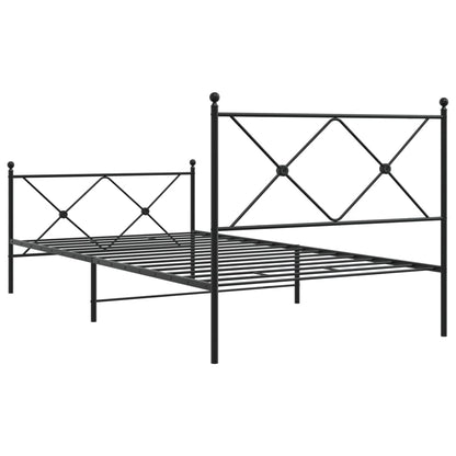 vidaXL Metal Bed Frame without Mattress with Footboard Black 100x190cm 6