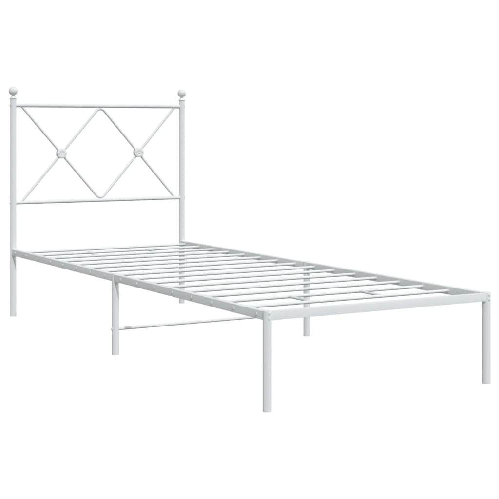 vidaXL Metal Bed Frame without Mattress with Headboard White 80x200cm 3