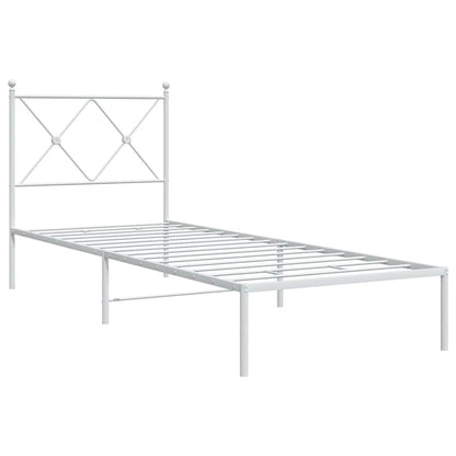 vidaXL Metal Bed Frame without Mattress with Headboard White 80x200cm 3