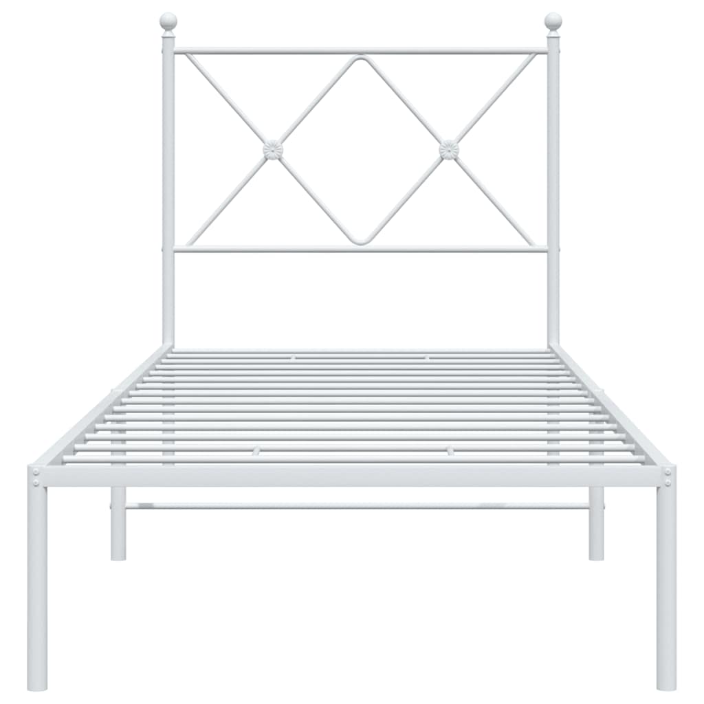 vidaXL Metal Bed Frame without Mattress with Headboard White 80x200cm 4