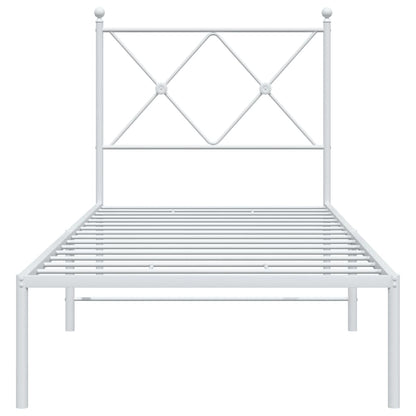 vidaXL Metal Bed Frame without Mattress with Headboard White 80x200cm 4