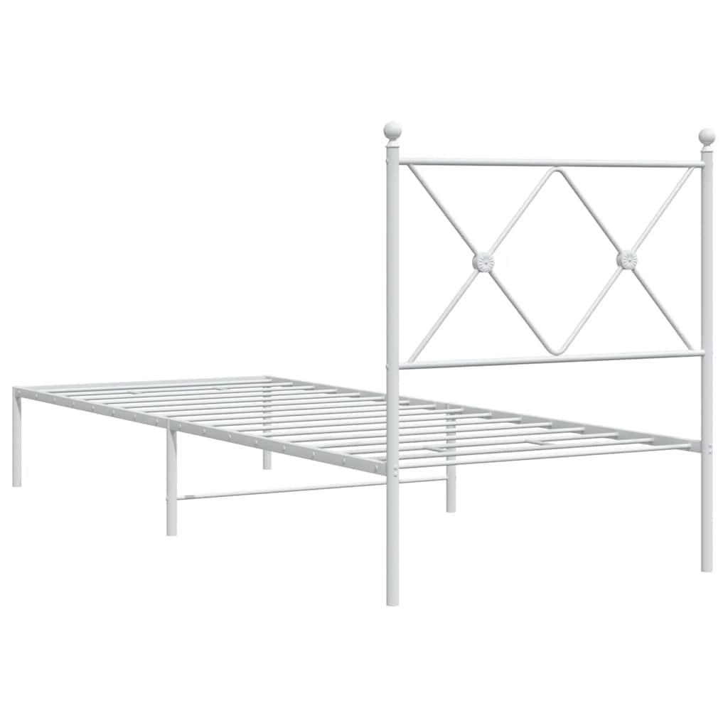 vidaXL Metal Bed Frame without Mattress with Headboard White 80x200cm 6