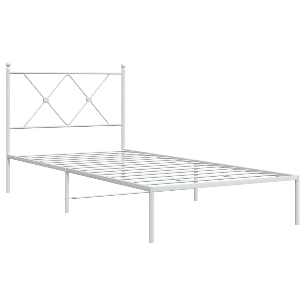 vidaXL Metal Bed Frame without Mattress with Headboard White 90x190cm 3