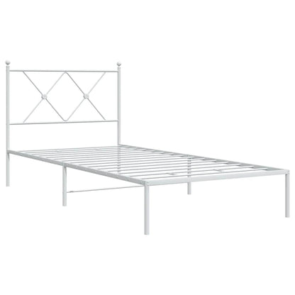 vidaXL Metal Bed Frame without Mattress with Headboard White 90x190cm 3
