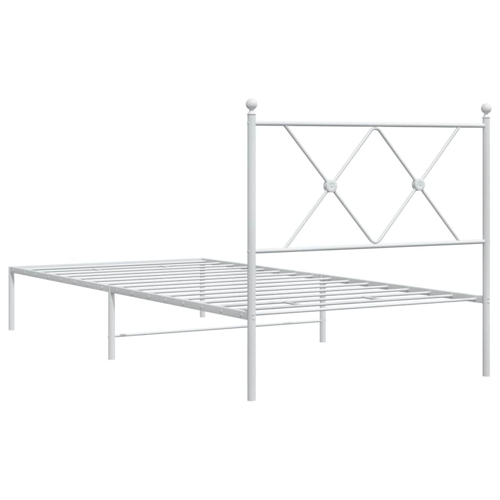 vidaXL Metal Bed Frame without Mattress with Headboard White 90x190cm 6