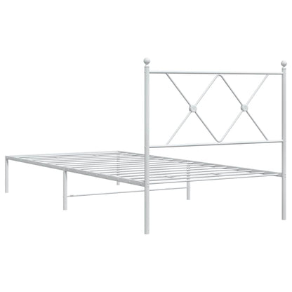 vidaXL Metal Bed Frame without Mattress with Headboard White 90x190cm 6