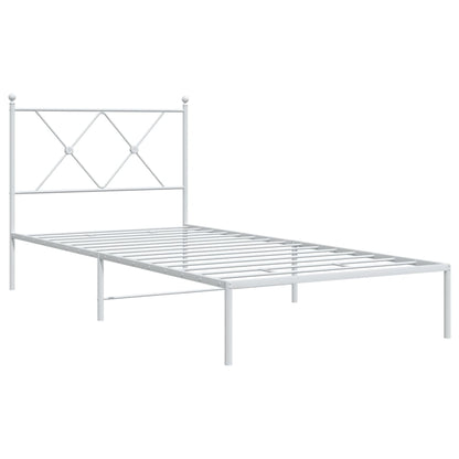 vidaXL Metal Bed Frame without Mattress with Headboard White 90x200cm 3