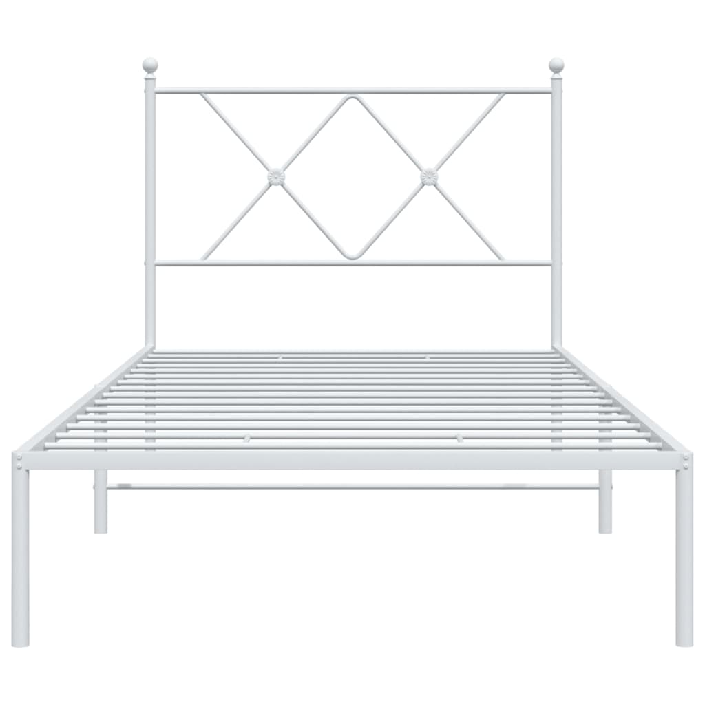 vidaXL Metal Bed Frame without Mattress with Headboard White 90x200cm 4