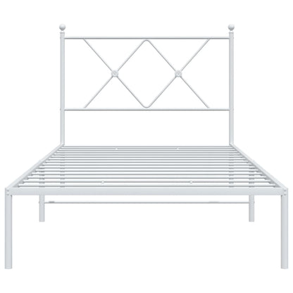 vidaXL Metal Bed Frame without Mattress with Headboard White 90x200cm 4