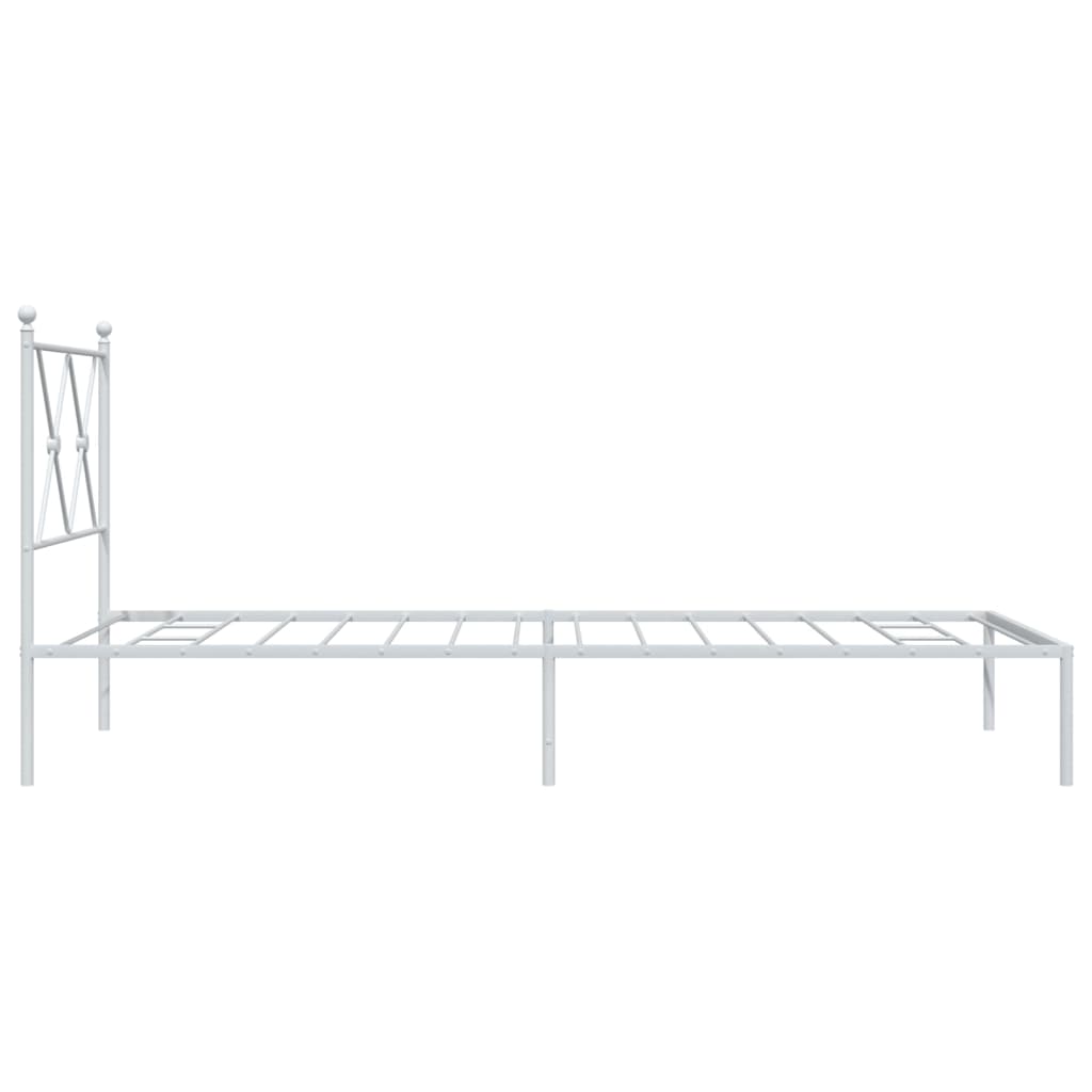 vidaXL Metal Bed Frame without Mattress with Headboard White 90x200cm 5