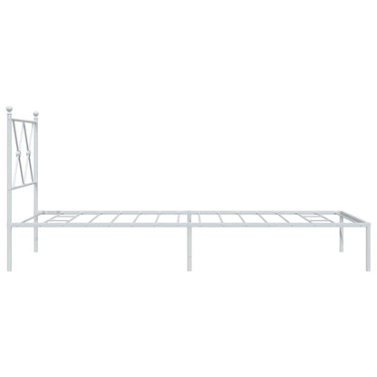 vidaXL Metal Bed Frame without Mattress with Headboard White 90x200cm 5