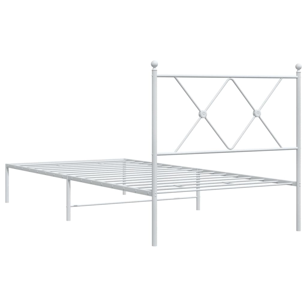 vidaXL Metal Bed Frame without Mattress with Headboard White 90x200cm 6