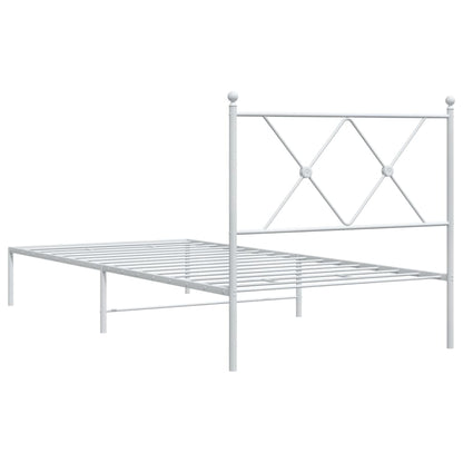 vidaXL Metal Bed Frame without Mattress with Headboard White 90x200cm 6