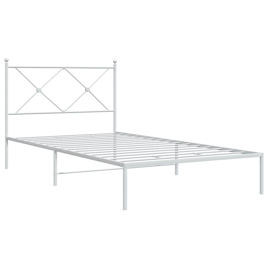 vidaXL Metal Bed Frame without Mattress with Headboard White 100x190cm 3