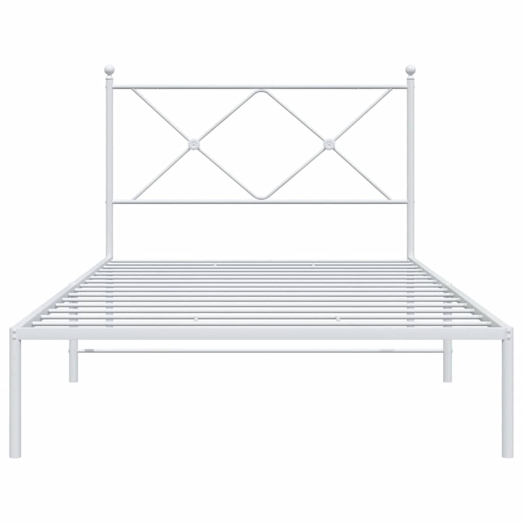 vidaXL Metal Bed Frame without Mattress with Headboard White 100x190cm 4