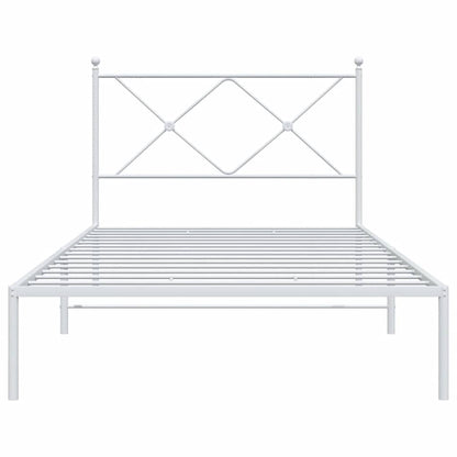 vidaXL Metal Bed Frame without Mattress with Headboard White 100x190cm 4