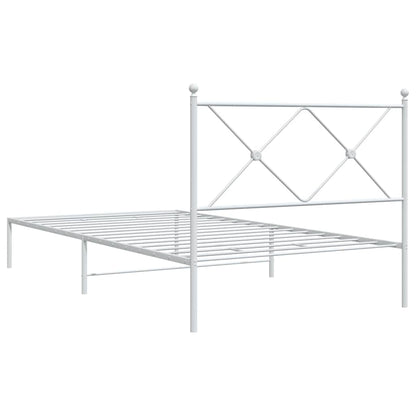 vidaXL Metal Bed Frame without Mattress with Headboard White 100x190cm 6