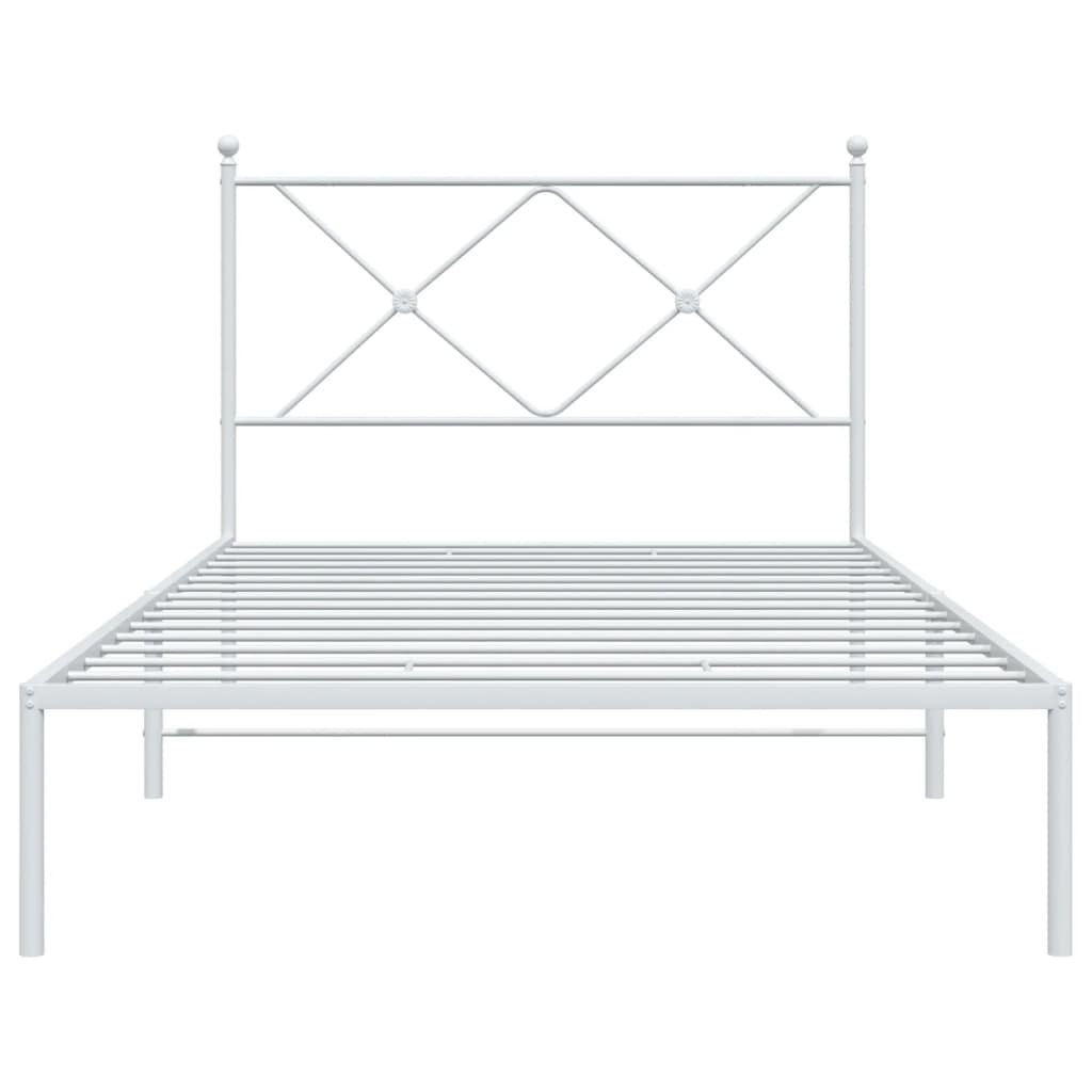 vidaXL Metal Bed Frame without Mattress with Headboard White 100x200cm 4