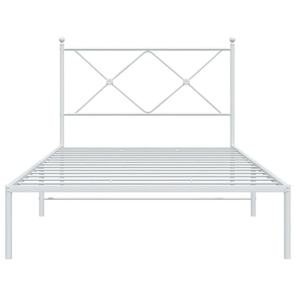 vidaXL Metal Bed Frame without Mattress with Headboard White 100x200cm 4