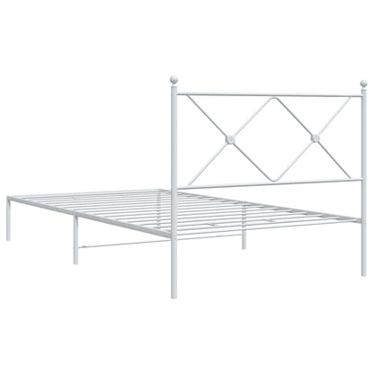 vidaXL Metal Bed Frame without Mattress with Headboard White 100x200cm 6