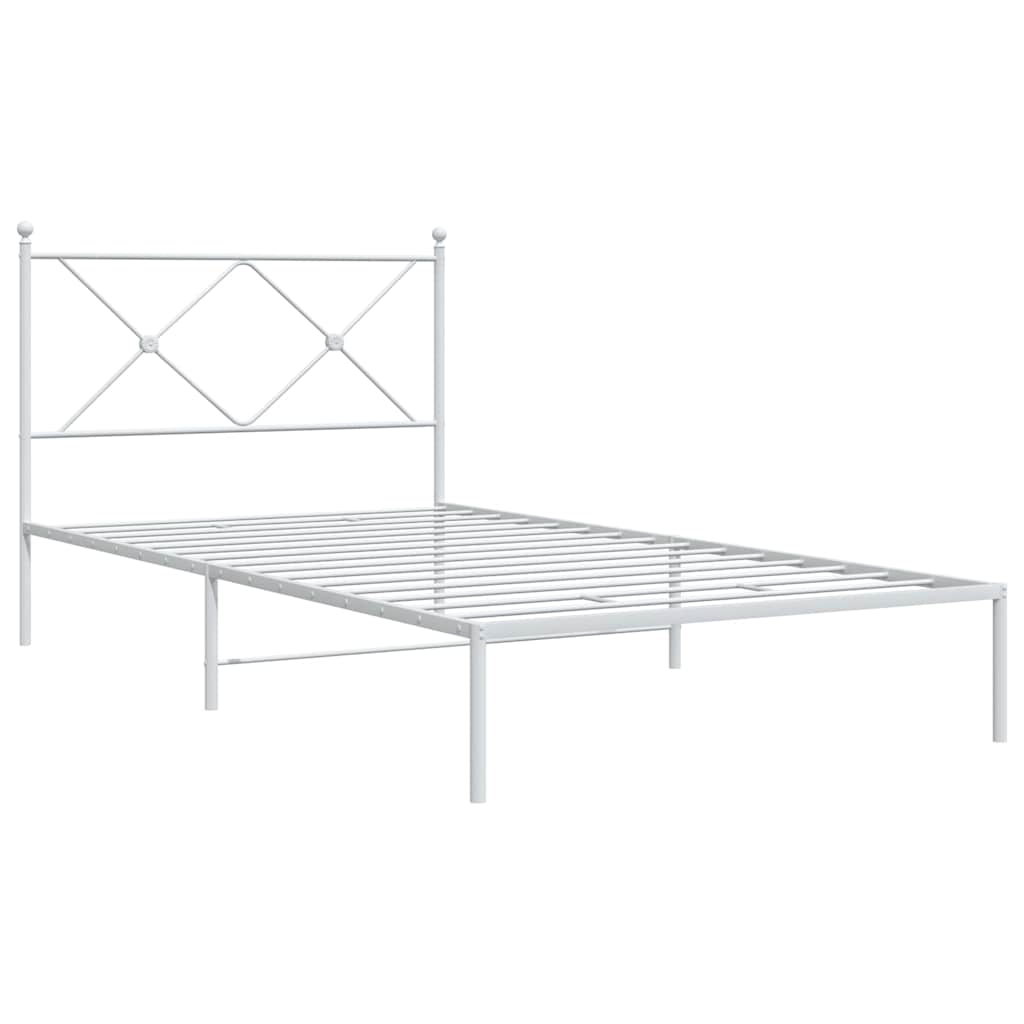 vidaXL Metal Bed Frame without Mattress with Headboard White 107x203cm 3