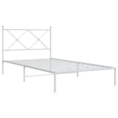 vidaXL Metal Bed Frame without Mattress with Headboard White 107x203cm 3