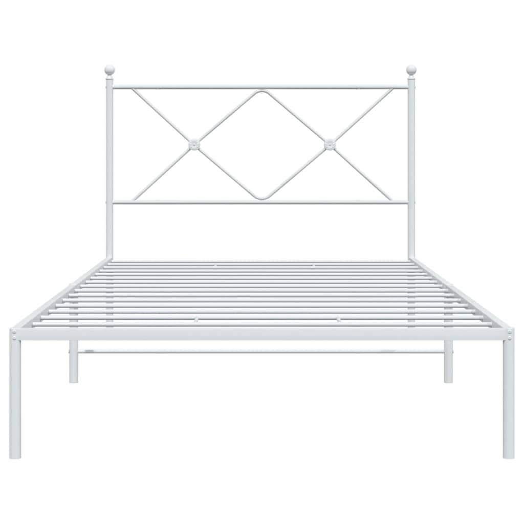 vidaXL Metal Bed Frame without Mattress with Headboard White 107x203cm 4
