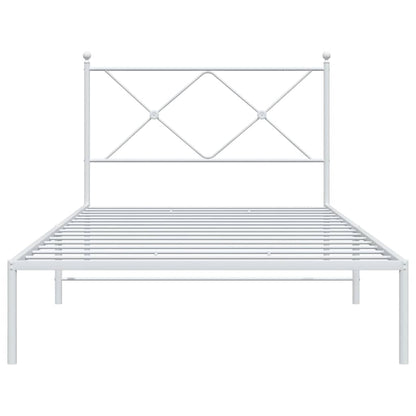 vidaXL Metal Bed Frame without Mattress with Headboard White 107x203cm 4