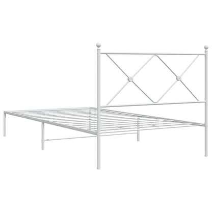 vidaXL Metal Bed Frame without Mattress with Headboard White 107x203cm 6
