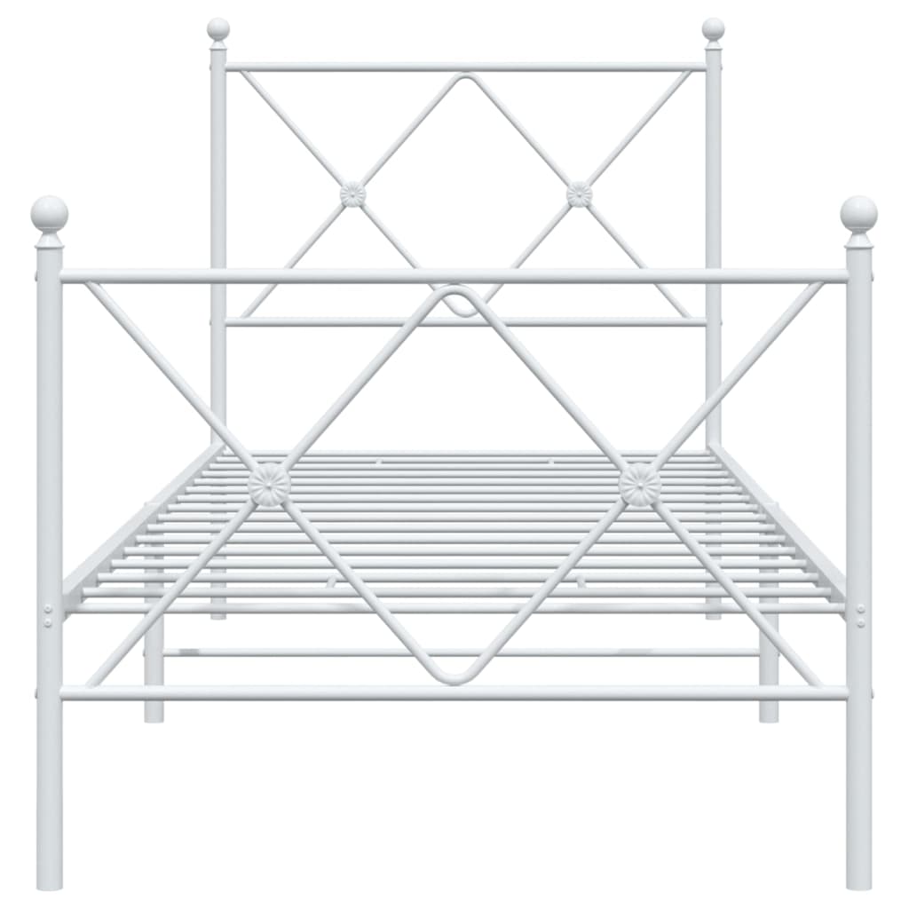 vidaXL Metal Bed Frame without Mattress with Footboard White 75x190cm 4